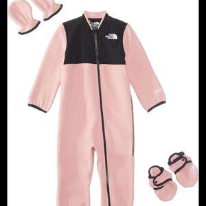 NWT  North Face Kids Denali One-Piece Set (Infant) PINK plus mittens & booties